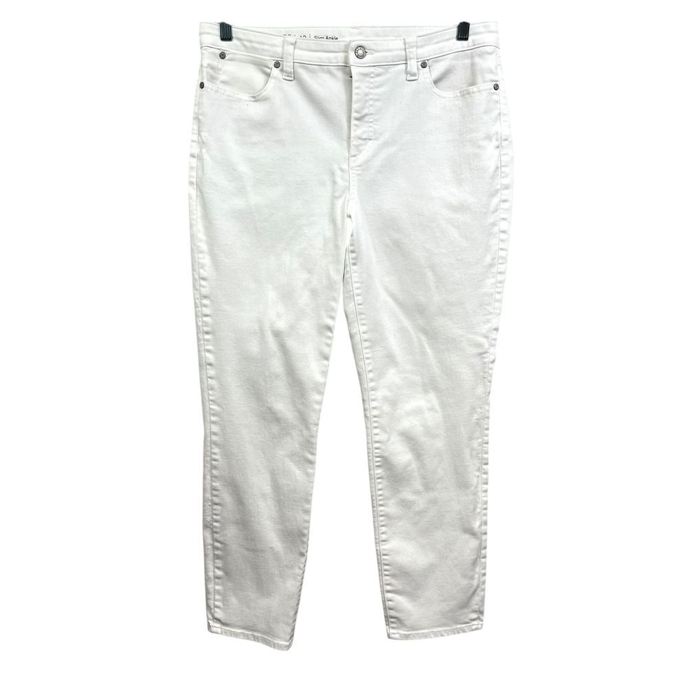 Talbots Womens Flawless Denim Jeans Slim Ankle Stretch 5 Pocket Cream Size 12*